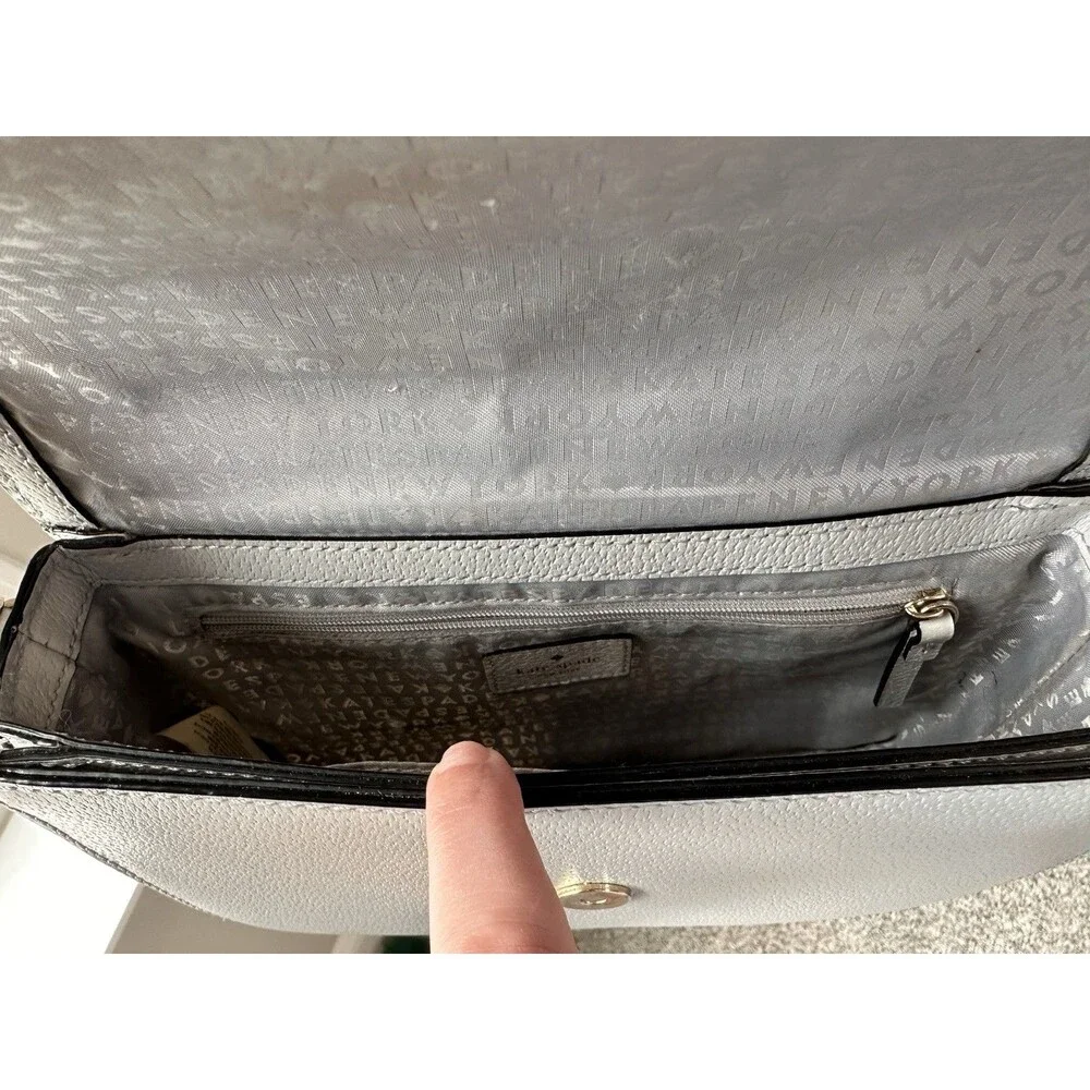 Kate Spade Adelaide Grove Street Leather Crossbody Purse Cream Light Grey